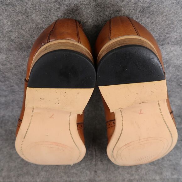 W Collection Shoes Mens 7.5 Oxford Dress Leather Classic Formal Wingtip Brown - Picture 12 of 16